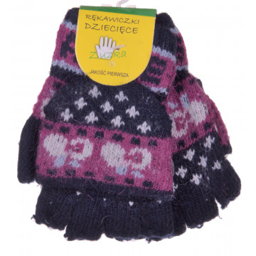 RĘKAWICZKI DZIECIĘCE CIEPŁE ZIMĘ PIĘCIOPALCZASTE MITENKI KLAPKA