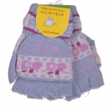 RĘKAWICZKI DZIECIĘCE CIEPŁE ZIMĘ PIĘCIOPALCZASTE MITENKI KLAPKA