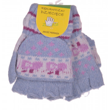 RĘKAWICZKI DZIECIĘCE CIEPŁE ZIMĘ PIĘCIOPALCZASTE MITENKI KLAPKA