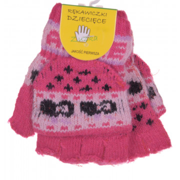 RĘKAWICZKI DZIECIĘCE CIEPŁE ZIMĘ PIĘCIOPALCZASTE MITENKI KLAPKA