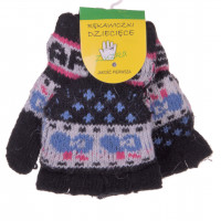 RĘKAWICZKI DZIECIĘCE CIEPŁE ZIMĘ PIĘCIOPALCZASTE MITENKI KLAPKA