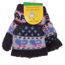 RĘKAWICZKI DZIECIĘCE CIEPŁE ZIMĘ PIĘCIOPALCZASTE MITENKI KLAPKA