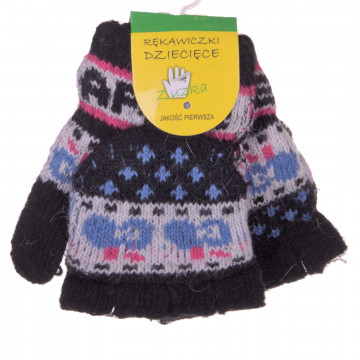 RĘKAWICZKI DZIECIĘCE CIEPŁE ZIMĘ PIĘCIOPALCZASTE MITENKI KLAPKA